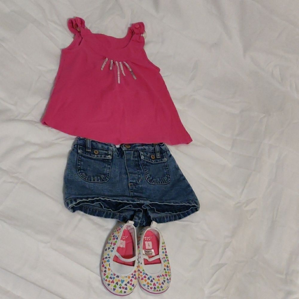 Kidgets Top with‎ Old Navy Skort & Carter's Shoes